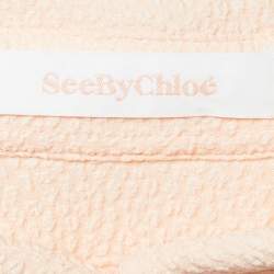 Pre Owned See by Chloe Pink Champagne Textured Crepe Pleated Shirt M