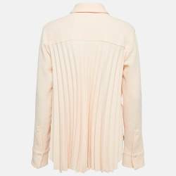 Pre Owned See by Chloe Pink Champagne Textured Crepe Pleated Shirt M