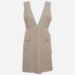 Pre Owned See by Chloe Beige Houndstooth Sleeveless Mini Dress M