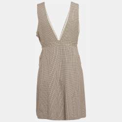 Pre Owned See by Chloe Beige Houndstooth Sleeveless Mini Dress M