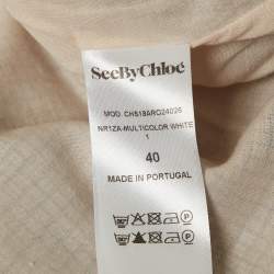 Pre Owned See by Chloe Beige Houndstooth Sleeveless Mini Dress M