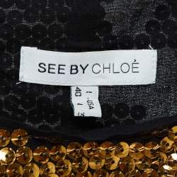 See by Chloé Gold Sequin Crepe Mini Dress S