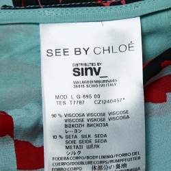 See by Chloe Blue Floral Print Crepe Pleated Shorts M
