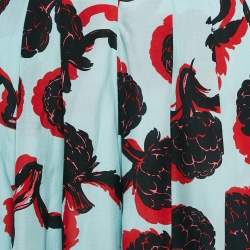 See by Chloe Blue Floral Print Crepe Pleated Shorts M