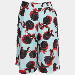 See by Chloe Blue Floral Print Crepe Pleated Shorts M