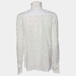 See by Chloe White Cotton Ruffled Detail Top S