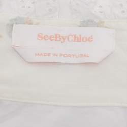 See by Chloe White Cotton Ruffled Detail Top S