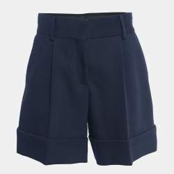 See by Chloe Navy Blue Gabardine Pleated Shorts M