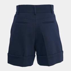 See by Chloe Navy Blue Gabardine Pleated Shorts M