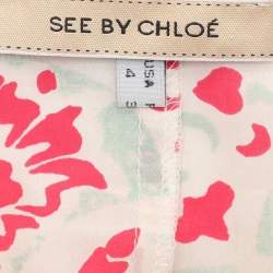 Pre Owned See by Chloe Multicolor Printed Silk Mini Belted Dress S