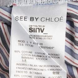 Pre Owned See by Chloe Blue Stripe Cotton Mini Dress S