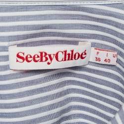 Pre Owned See by Chloe Blue Stripe Cotton Mini Dress S