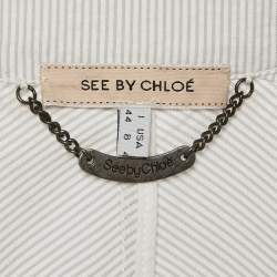 Pre Owned See by Chloe White Stripe Cotton Zip-Up Jacket M
