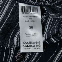 See by Chloe Blue Stripe Floral Print Crepe Button Front Shirt S