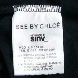 See by Chloe Black Jersey Ruffled Tie-Up Detail Mini Dress L