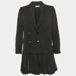 See by Chloe Black Crepe Detachable Pleated Ruffle Blazer M