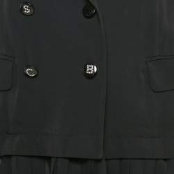 See by Chloe Black Crepe Detachable Pleated Ruffle Blazer M
