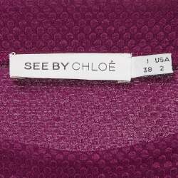 See by Chloé Purple Jacquard Silk Long Sleeve Blouse M
