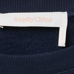 See by Chloe Blue Printed Cotton Knit Stormy Night Sweatshirt L