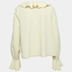 See by Chloe Cream Textured Crepe Flared Sleeve Top S