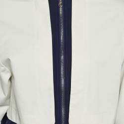Pre Owned See by Chloé Navy Blue/White Quilted Cotton Zip Up Jacket S