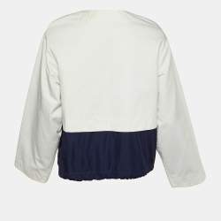 Pre Owned See by Chloé Navy Blue/White Quilted Cotton Zip Up Jacket S