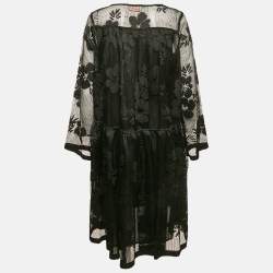 See by Chloé Black Embroidered Mesh Short Dress L