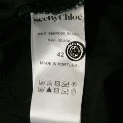 See by Chloé Black Embroidered Mesh Short Dress L