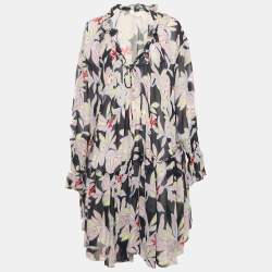 See by Chloe Blue Floral Print Silk Ruffled Shift Dress XL