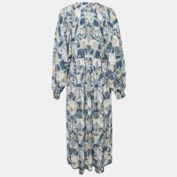 See by Chloé Multicolor Lovers Printed Crepe Lace Up Maxi Dress M