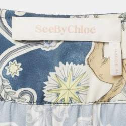 See by Chloé Multicolor Lovers Printed Crepe Lace Up Maxi Dress M
