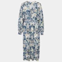 See by Chloé Multicolor Lovers Printed Crepe Lace Up Maxi Dress M
