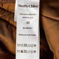 See by Chloe Black Quilted faux Shearling Collar Long Jacket S