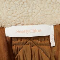 See by Chloe Black Quilted faux Shearling Collar Long Jacket S