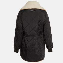 See by Chloe Black Quilted faux Shearling Collar Long Jacket S
