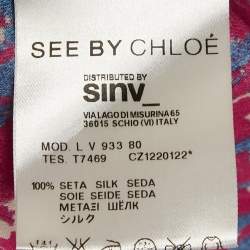 See By Chloe Pink/Blue Printed Silk Mini Dress M