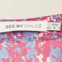 See By Chloe Pink/Blue Printed Silk Mini Dress M