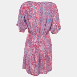 See By Chloe Pink/Blue Printed Silk Mini Dress M
