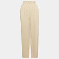 Pre Owned See by Chloe Beige Contrast Stitch Crepe Trousers M 