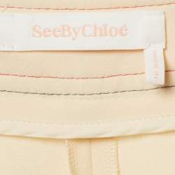 Pre Owned See by Chloe Beige Contrast Stitch Crepe Trousers M