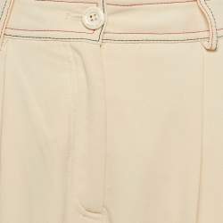 Pre Owned See by Chloe Beige Contrast Stitch Crepe Trousers M
