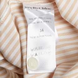 Pre Owned See by Chloe Beige Striped Cotton Ruffled Trim Shirt S