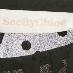 Pre Owned See by Chloe Black Flocked Chiffon Ruffled Mini Dress M