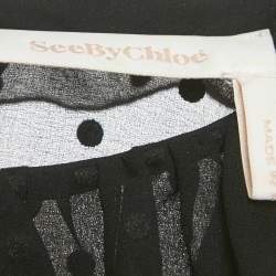 Pre Owned See by Chloe Black Flocked Chiffon Ruffled Mini Dress M