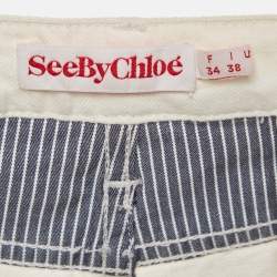Pre Owned See by Chloe White Cotton Contrast Panel Detail Shorts S