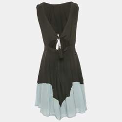 Pre Owned See by Chloe Black Silk Tie-Up Detail Cut-Out Mini Dress S
