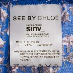 Pre Owned See by Chloe Blue Printed Satin Ruffled Mini Skirt S