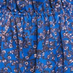 Pre Owned See by Chloe Blue Printed Satin Ruffled Mini Skirt S