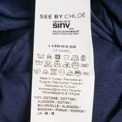 Pre Owned See by Chloe Blue Jersey Tulle Trim Top S