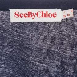 Pre Owned See by Chloe Blue Jersey Tulle Trim Top S